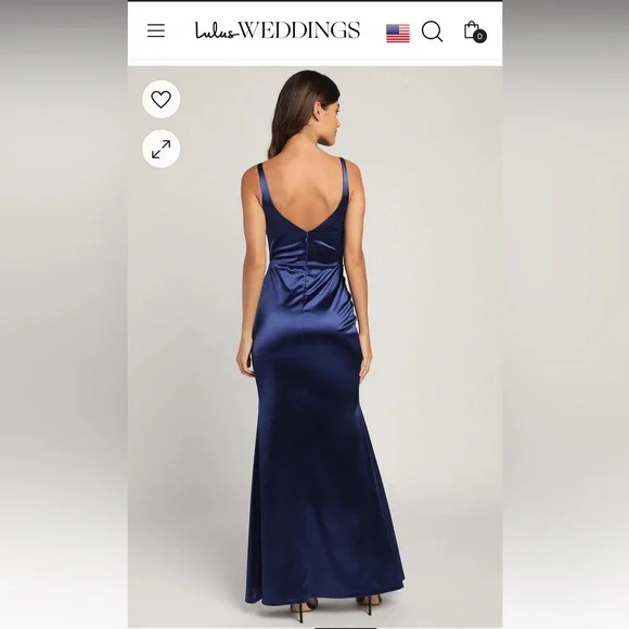 Lulu’s Long Green Satin Dress NWT - Picture 3 of 7